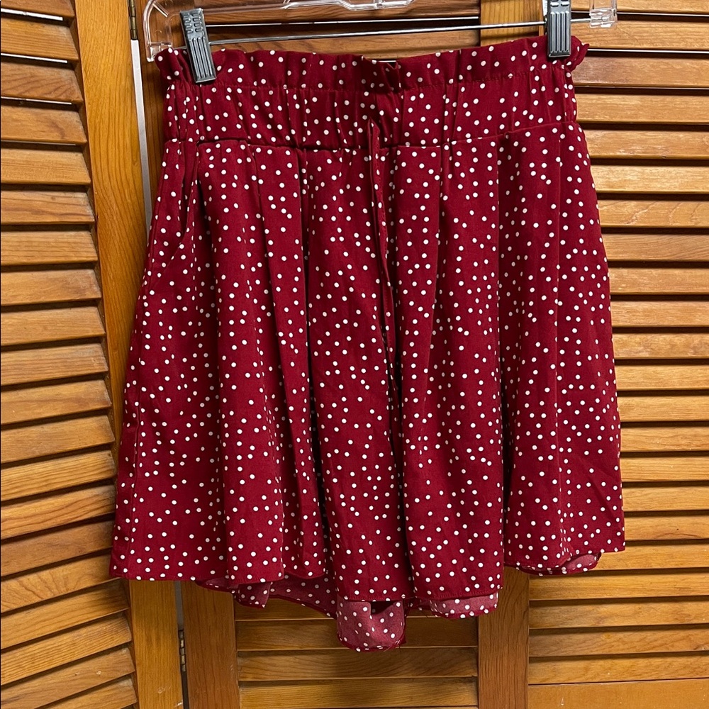Red Polka Dot Pleated Mini Skort